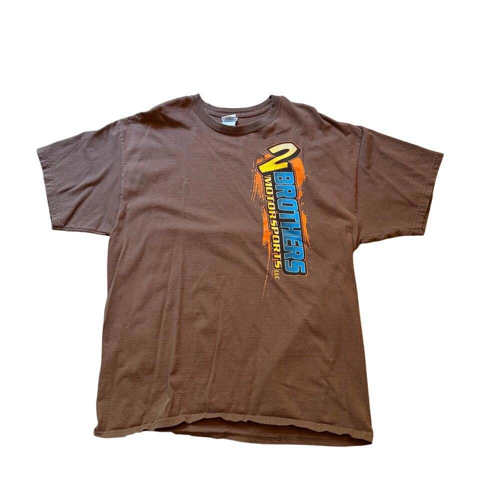 Two Bothers motorsports brown tee shirt men